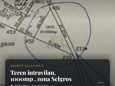 Teren intravilan, 1000mp , zona Selgros