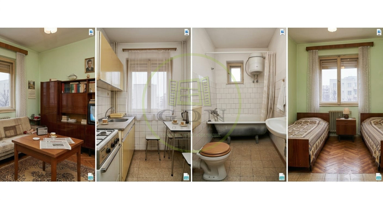3 camere Aleea Roșiorilor • 34 mp • Original 1979 • Fără balcon