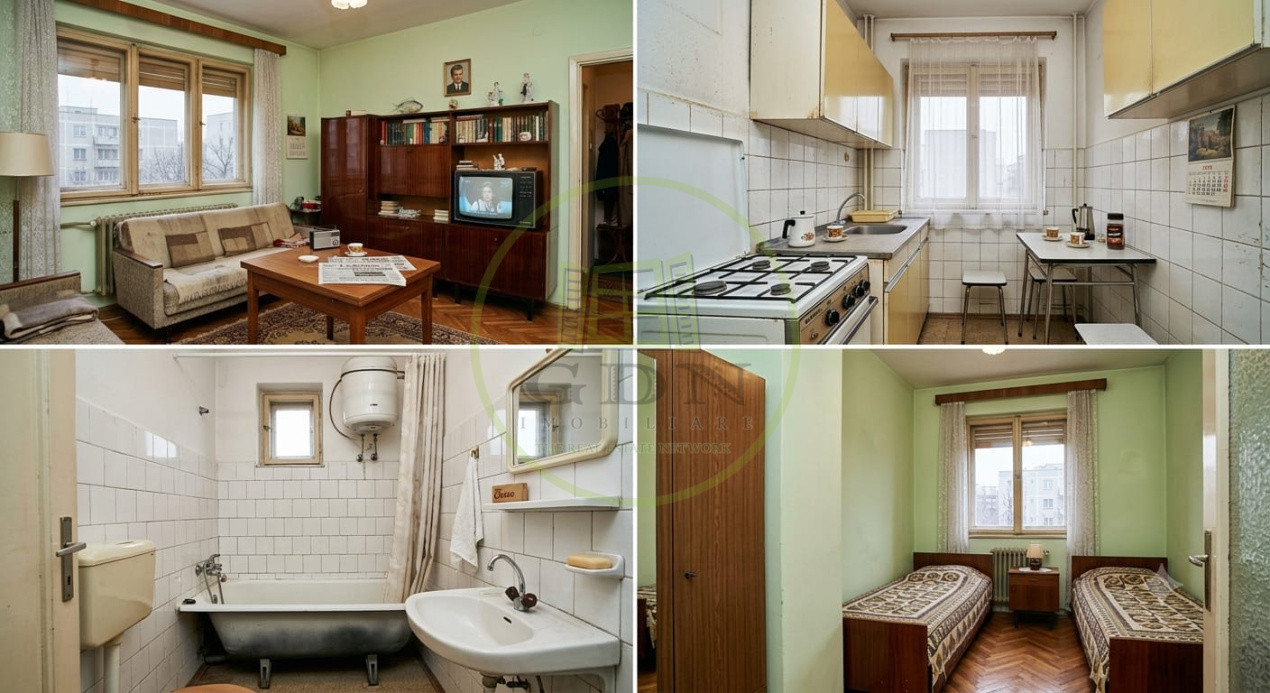3 camere Aleea Roșiorilor • 34 mp • Original 1979 • Fără balcon