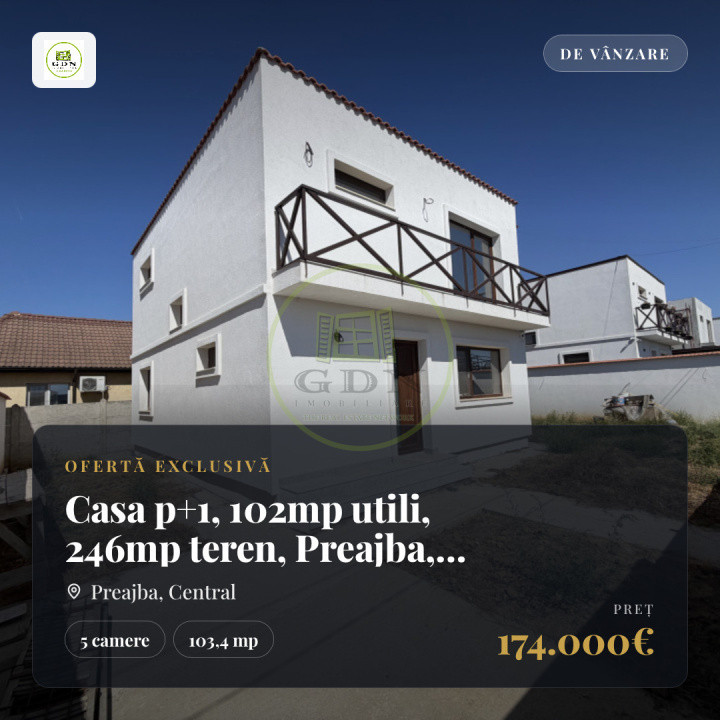 Casa p+1, 102mp utili, 246mp teren, Preajba, zona Damila