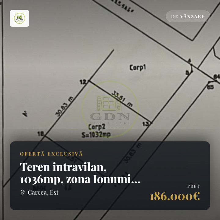 Teren intravilan, 1036mp, zona Ionumi, Carcea