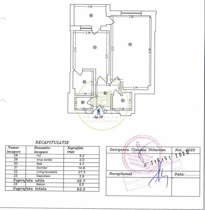 2 CAMERE PREMIUM | VEDERE LAC GRIVIȚA | 57 MP | 2 BĂI | DRESSING | BALCON 6 MP |