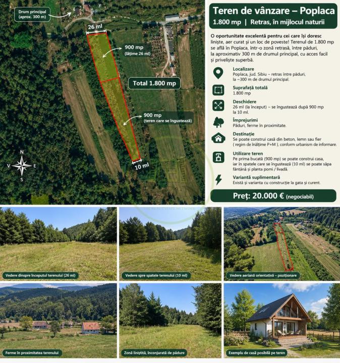 🌿 TEREN DE VÂNZARE ÎN POPLACA – 1.800 MP, RETRAS ÎNTRE PĂDURI! 🌳