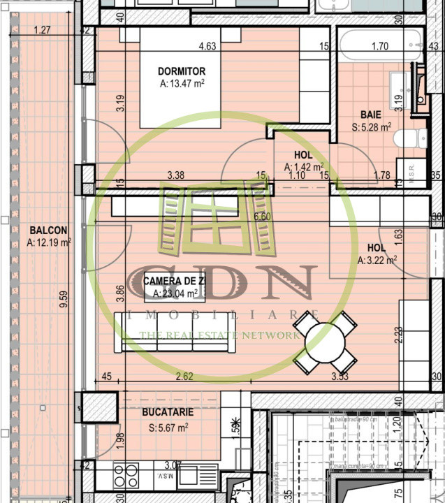 Apartament 2 camere, open-space, 64.29mp, cartier Brazda, zona Guliver