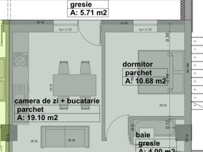 Apartament nou cu 2 camere etaj retras 